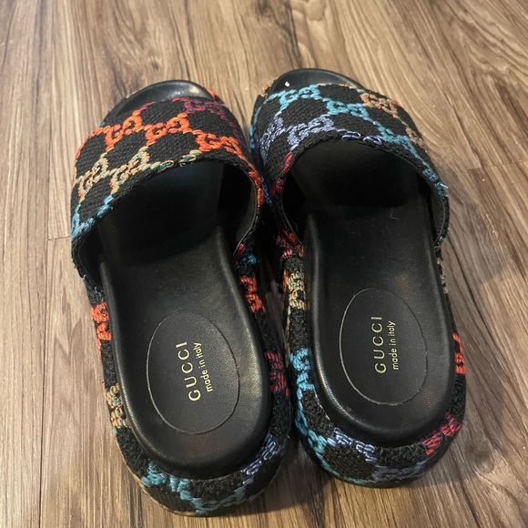 Multicolor Black Gucci Platform Slides - Picture 2 of 3